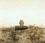 Caspar David Friedrich Landscape with Grave, Coffin and Owl Germany oil painting artist